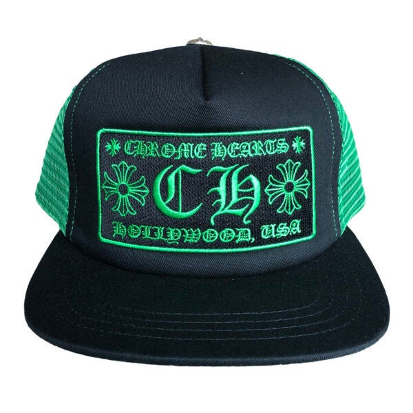Chrome Hearts CH Hollywood Trucker Hat – Black-Green