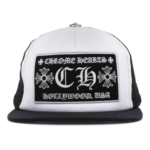 Chrome Hearts CH Hollywood Trucker Hat – Black-White