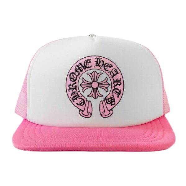 Chrome Hearts Matty Boy Sex Records Horse Shoe Trucker Hat – Pink/White